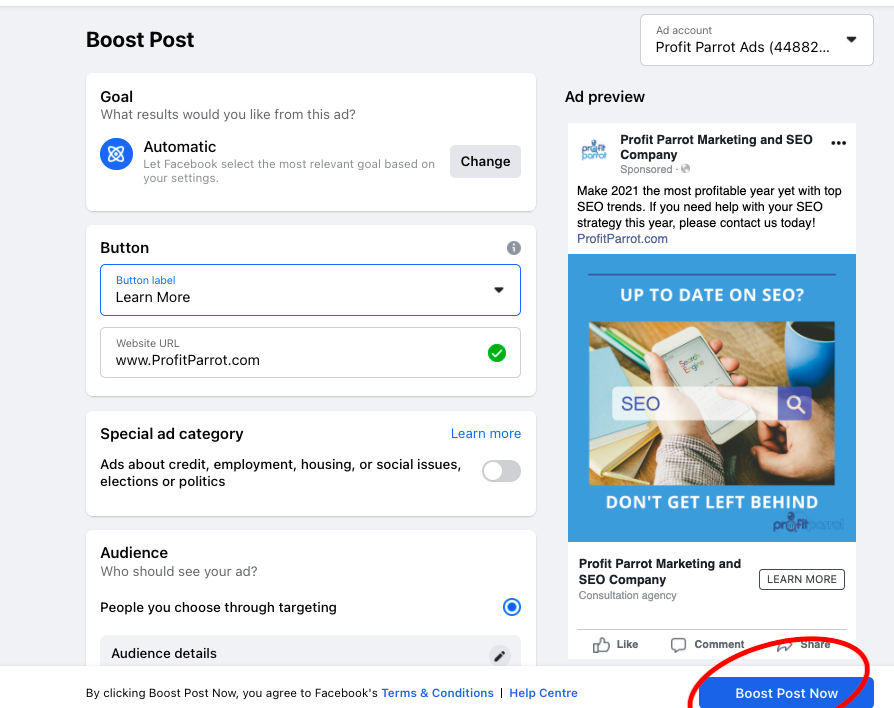 difference between a facebook ad and a facebook boost