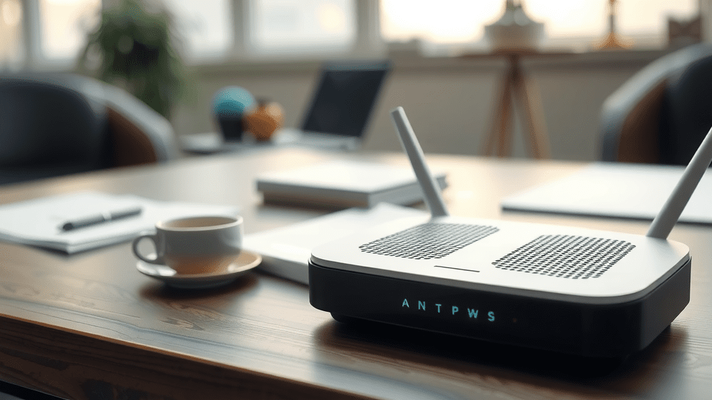 Printed pixel setup notes beside router on desk