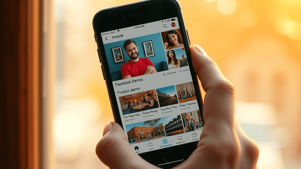 Smartphone showing Facebook Reels product demo in feed