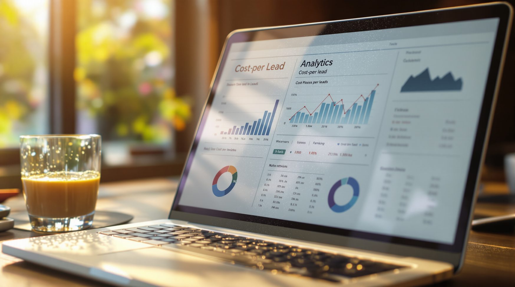 Close-up of ad analytics showing cost-per-lead charts