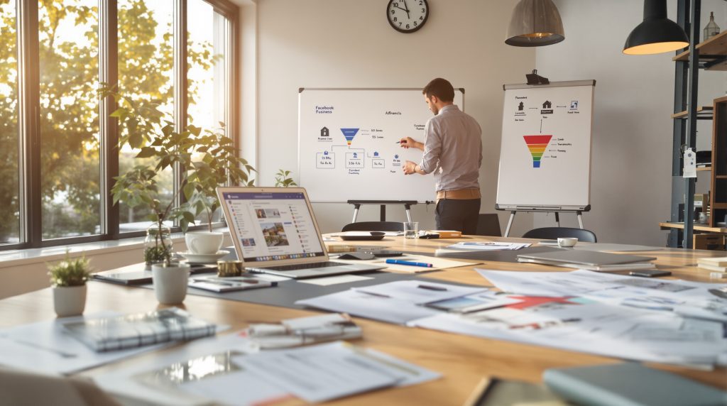 Set the scene: professional, data-driven marketing environment that signals strategy and ROI focus