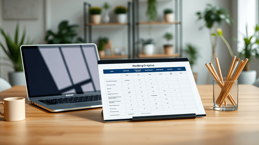 Modern office desk with multiple devices and analytics-style dashboard visuals representing platform comparison and marketing insights