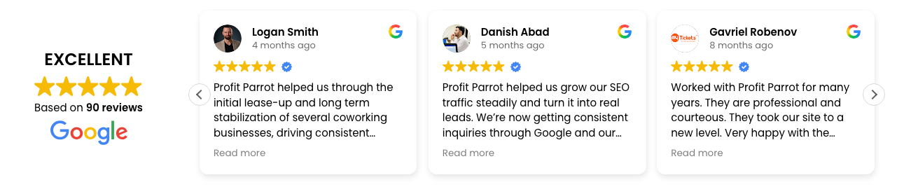 Profit Parrot Google customer reviews and testimonials